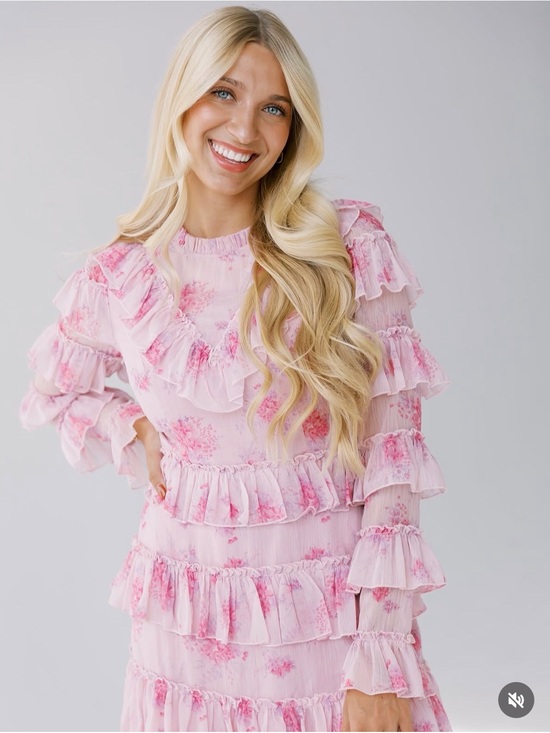 Ivy City Co Dresses & Skirts - Ivy City Co Pink and Purple Floral Ruffle Dress